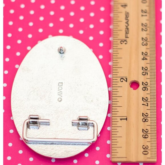 Vintage Artistic Silver Tone Oval Belt Buckle by Avon - P18 - Picture 2 of 2